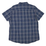 ARMANI EXCHANGE Mens Blue Plaid Shirt 2XL Cotton Blend Short Sleeve Casual