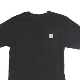 CARHARTT Mens Black Plain T-Shirt S Short Sleeve Crew Neck Logo Pocket