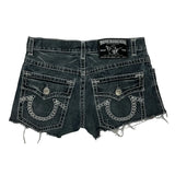 True Religion Denim Shorts - 33W UK 12 Dark Wash Denim
