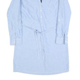 TOMMY HILFIGER Womens Blue Day Cotton Blend Shirt Dress XS Polka Dot Collar Long