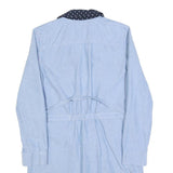 TOMMY HILFIGER Womens Blue Day Cotton Blend Shirt Dress XS Polka Dot Collar Long