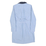 TOMMY HILFIGER Womens Blue Day Cotton Blend Shirt Dress XS Polka Dot Collar Long