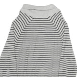 NAUTICA Mens Grey Stripe Patterned Shawl Collar Jumper Crew Neck Basic Knit L