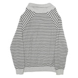 NAUTICA Mens Grey Stripe Patterned Shawl Collar Jumper Crew Neck Basic Knit L