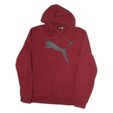 PUMA Mens Red Hoodie L Cotton Pullover Sportswear Logo Sweatshirt