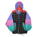 JANEVE Mens Black & Multicolour Check Hooded Zip Jacket M Polyester Blend