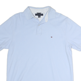 TOMMY HILFIGER Mens Blue Short Sleeve Plain Polo Shirt M Classic Fit Elegant