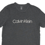 CALVIN KLEIN Mens Grey Crew Neck Short Sleeve T-Shirt M Cotton Blend Logo Print