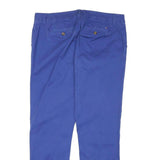 TOMMY HILFIGER Womens Cotton Blend Slim Blue Straight Trousers W34 L28 Casual