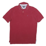 TOMMY HILFIGER Mens Red Polo Shirt Short Sleeve M Classic Cotton Casual