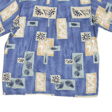 ME SPORT Mens Blue Beige Rayon Printed Casual Shirt L Lightweight Summer