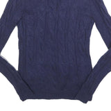 HILFIGER DENIM Womens Blue Patterned Cardigan Cable Knit Shawl Collar S Wool