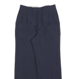 TREVIRA Mens Wool Blend Navy Relaxed Straight Trousers W28 L28 Formal Classic