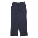 TREVIRA Mens Wool Blend Navy Relaxed Straight Trousers W28 L28 Formal Classic