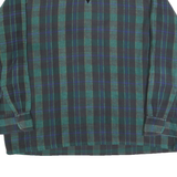 Womens Green & Black Check Pattern Pullover Jumper V-Neck Polyester 2XL