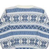 SPETTRO Mens Blue White Patterned Jumper Crew Neck Basic Knit S Winter Style