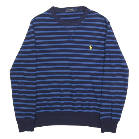 POLO RALPH LAUREN Mens Blue & Navy Stripe Crew Neck S Cotton Blend Sweatshirt