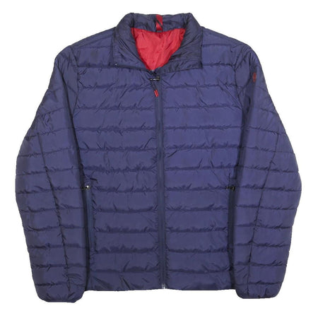 POLO STYLE Mens Blue & Red Lightweight Zip Jacket M Polyester Puffer Stylish