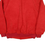 Womens Red Leather Button Jacket L Faux Fur Collar Quilted Lining Warm