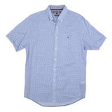 TOMMY HILFIGER Mens Blue S Shirt Linen Blend Button Down Collar Short Sleeve