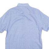 TOMMY HILFIGER Mens Blue S Shirt Linen Blend Button Down Collar Short Sleeve