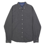 TOMMY HILFIGER Mens Grey Button Down Shirt L Classic Cotton Long Sleeve