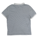 CALVIN KLEIN Mens Grey & Blue Stripe Polo Shirt Short Sleeve S Cotton Casual Top