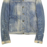 DIESEL Mens Blue & Beige Denim Button Jacket L Cotton Casual Vintage Look