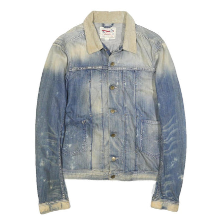 DIESEL Mens Blue & Beige Denim Button Jacket L Cotton Casual Vintage Look