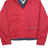 TOMMY JEANS Womens Red Zip Hooded Jacket XL Polyester Casual Lightweight Shell