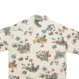 CAMPIA Mens Cream & Green Hawaiian Print Shirt L Cotton Blend Casual Summer