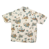 CAMPIA Mens Cream & Green Hawaiian Print Shirt L Cotton Blend Casual Summer