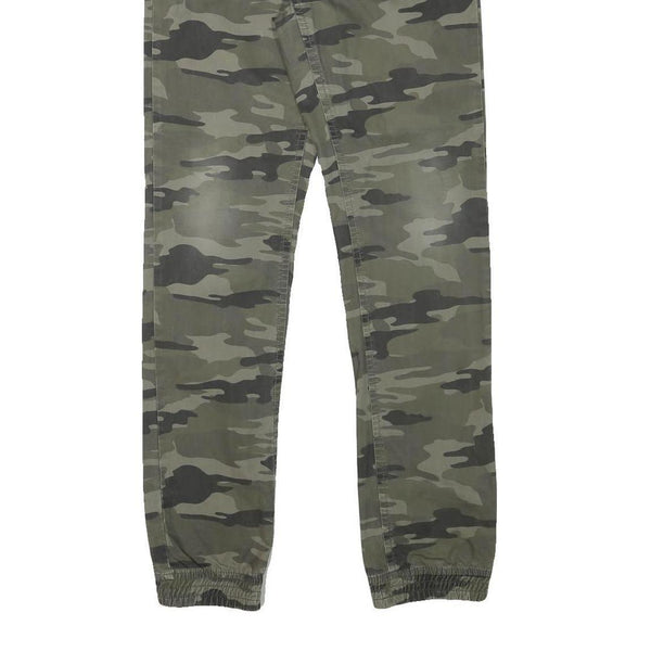 SKATE NATION Mens Cotton Blend Camo Slim Drawstring Trousers W30 L30 Casual