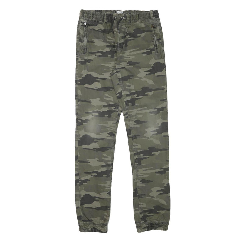 SKATE NATION Mens Cotton Blend Camo Slim Drawstring Trousers W30 L30 Casual