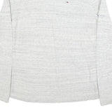 HILFIGER DENIM Mens Grey Plain Cotton Crew Neck Basic Knit Jumper S Casual