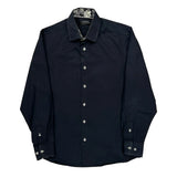 Coogi Contrast Stitch Shirt - Medium Navy Cotton