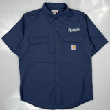 Work Uniform Carhartt Short Sleeve Shirt - Medium Blue Cotton