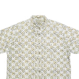 NATURAL ISSUE Mens White & Yellow Patterned Shirt L Cotton Blend Summer Casual