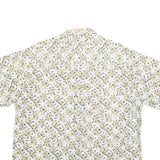 NATURAL ISSUE Mens White & Yellow Patterned Shirt L Cotton Blend Summer Casual