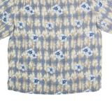 CARIBBEAN Mens Blue & Beige Floral Silk Shirt XL Summer Casual Relaxed Fit