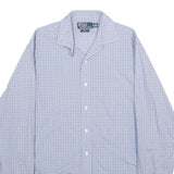 POLO RALPH LAUREN Mens Blue Check Shirt L Classic Cotton Long Sleeve Button
