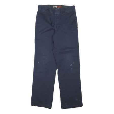 DICKIES Mens Cotton Blend Regular Navy Blue Trousers W28 L30 Workwear Zip