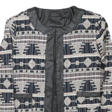 IN VOGUE Womens Black & White Geometric Pattern Jacket M Polyester Blend Button