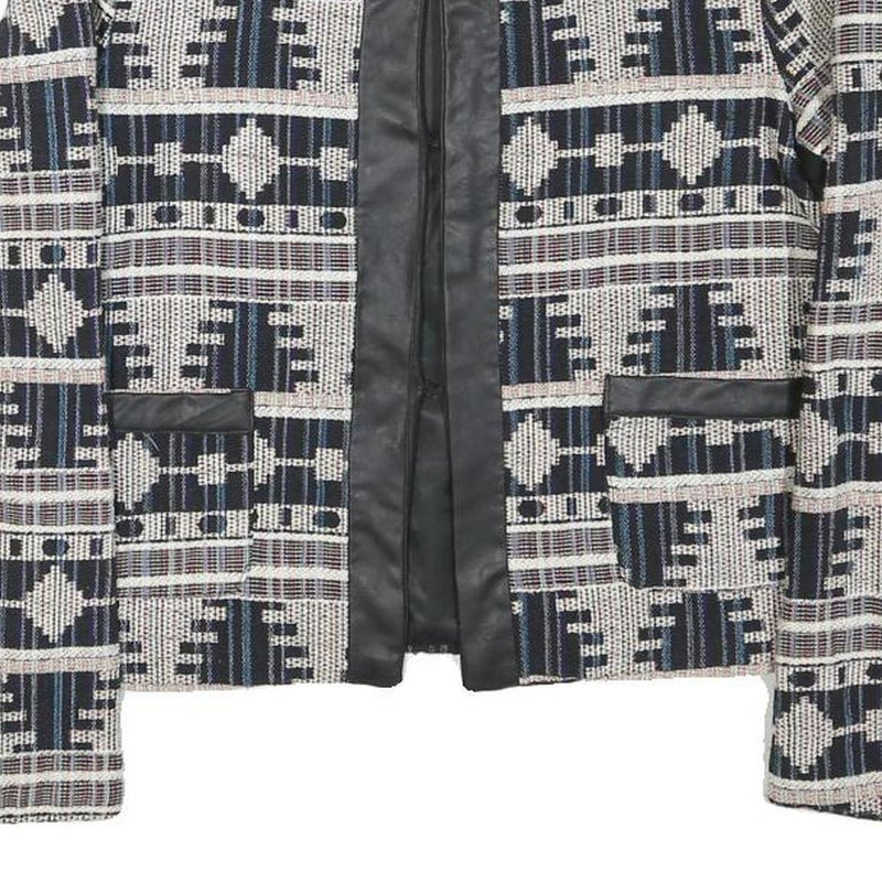 IN VOGUE Womens Black & White Geometric Pattern Jacket M Polyester Blend Button