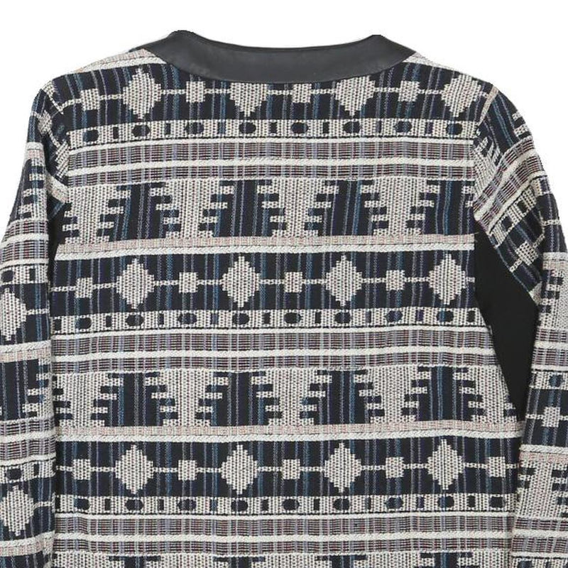 IN VOGUE Womens Black & White Geometric Pattern Jacket M Polyester Blend Button