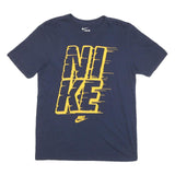 NIKE Mens Navy Blue & Yellow Graphic T-Shirt M Short Sleeve Crew Neck Casual