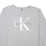 CALVIN KLEIN JEANS Mens Grey Crew Neck M Cotton Blend Pullover Logo Sweatshirt