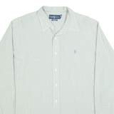 RALPH LAUREN Mens Green & Blue Checked Shirt XL Classic Cotton Blend Button Down