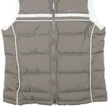 NIKE Womens Grey & White Quilted Gilet XS Polyester Blend Sleeveless Zip