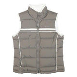 NIKE Womens Grey & White Quilted Gilet XS Polyester Blend Sleeveless Zip
